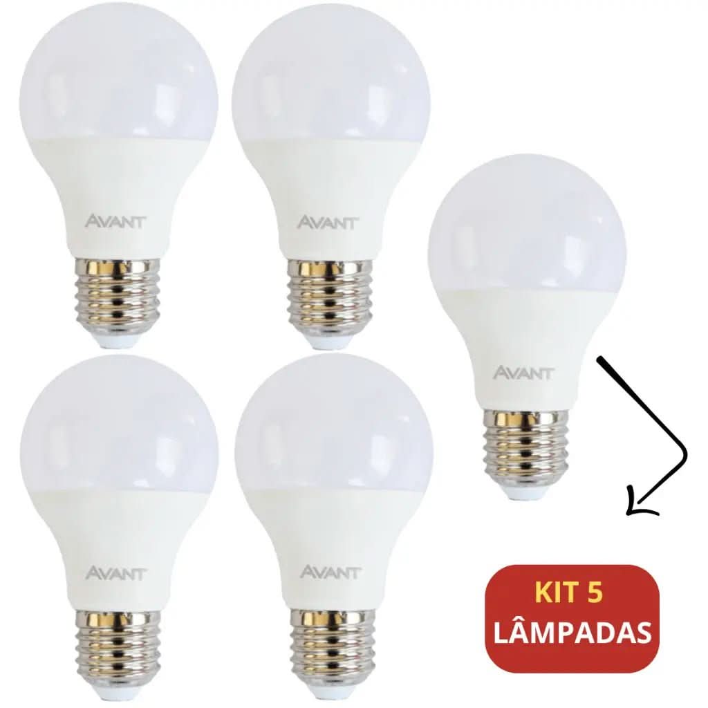 Kit 5 Lâmpadas LED Bulbo Branco Frio Avant - Iluminação Eficiente e Durável - Minha loja
