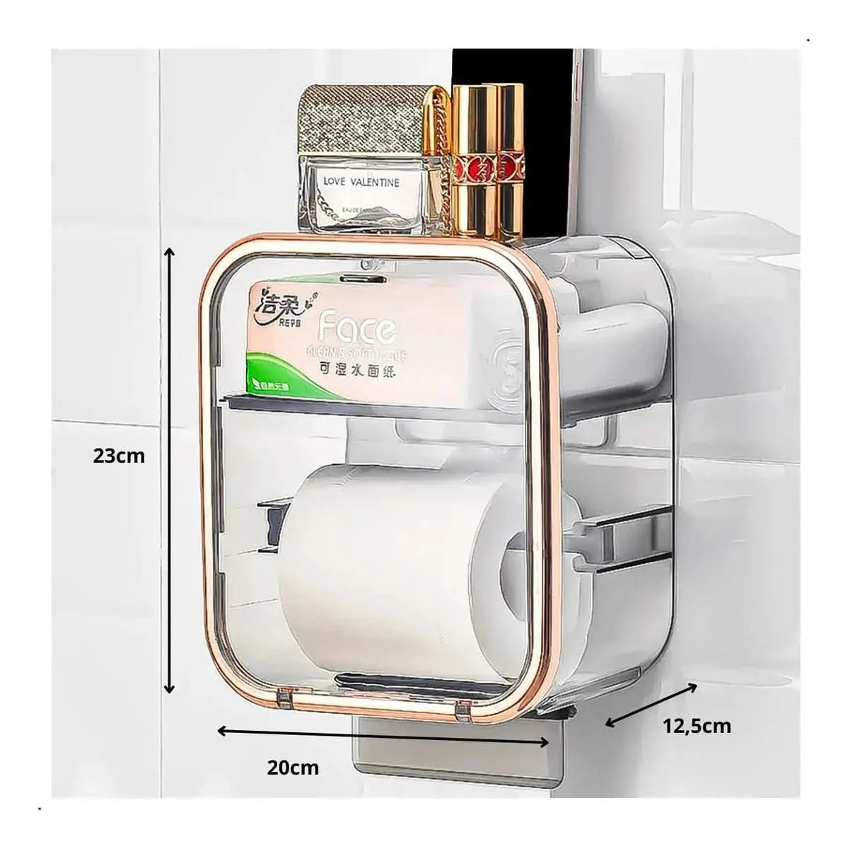 Porta Papel Higiênico Banheiro com Dispenser e Organizador Embutido - Minha loja
