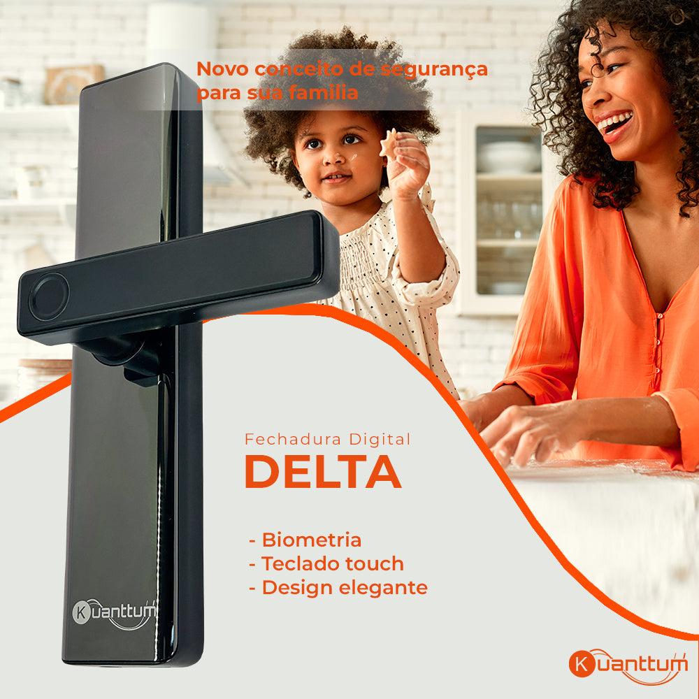 Fechadura Eletronica Digital Biometrica Senha Touch Cartão Tag Kuanttum Delta - Minha loja