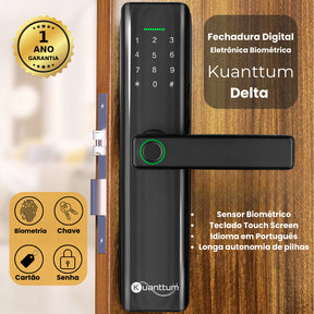 Fechadura Eletronica Digital Biometrica Senha Touch Cartão Tag Kuanttum Delta - Minha loja