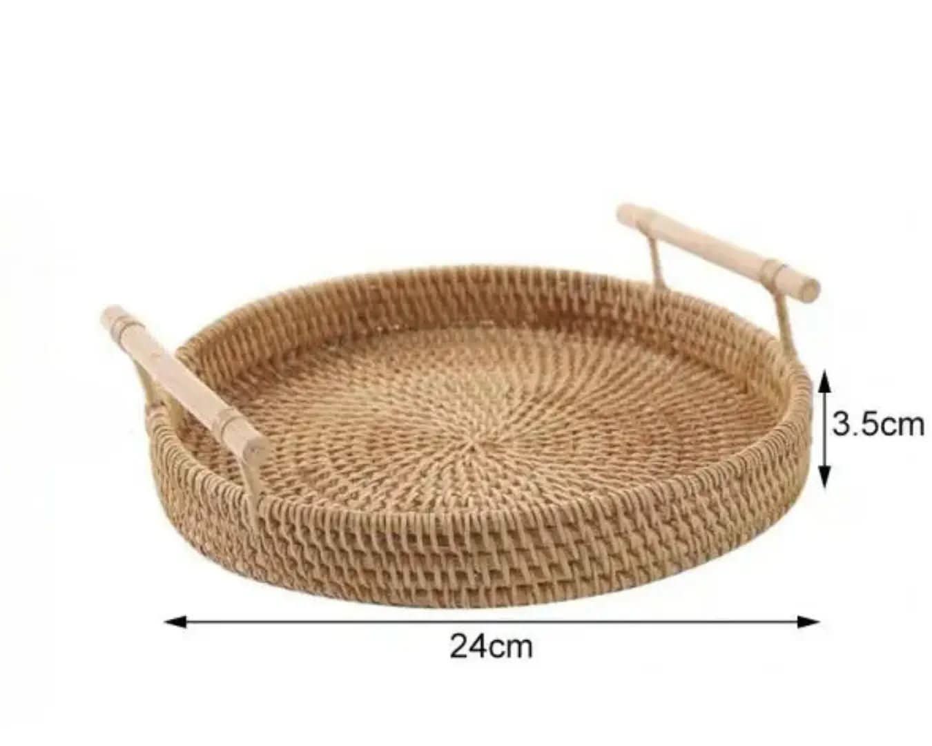 Rattan-Tablett Cantinho do Café Redonda | Morada Serena - Morada Serena