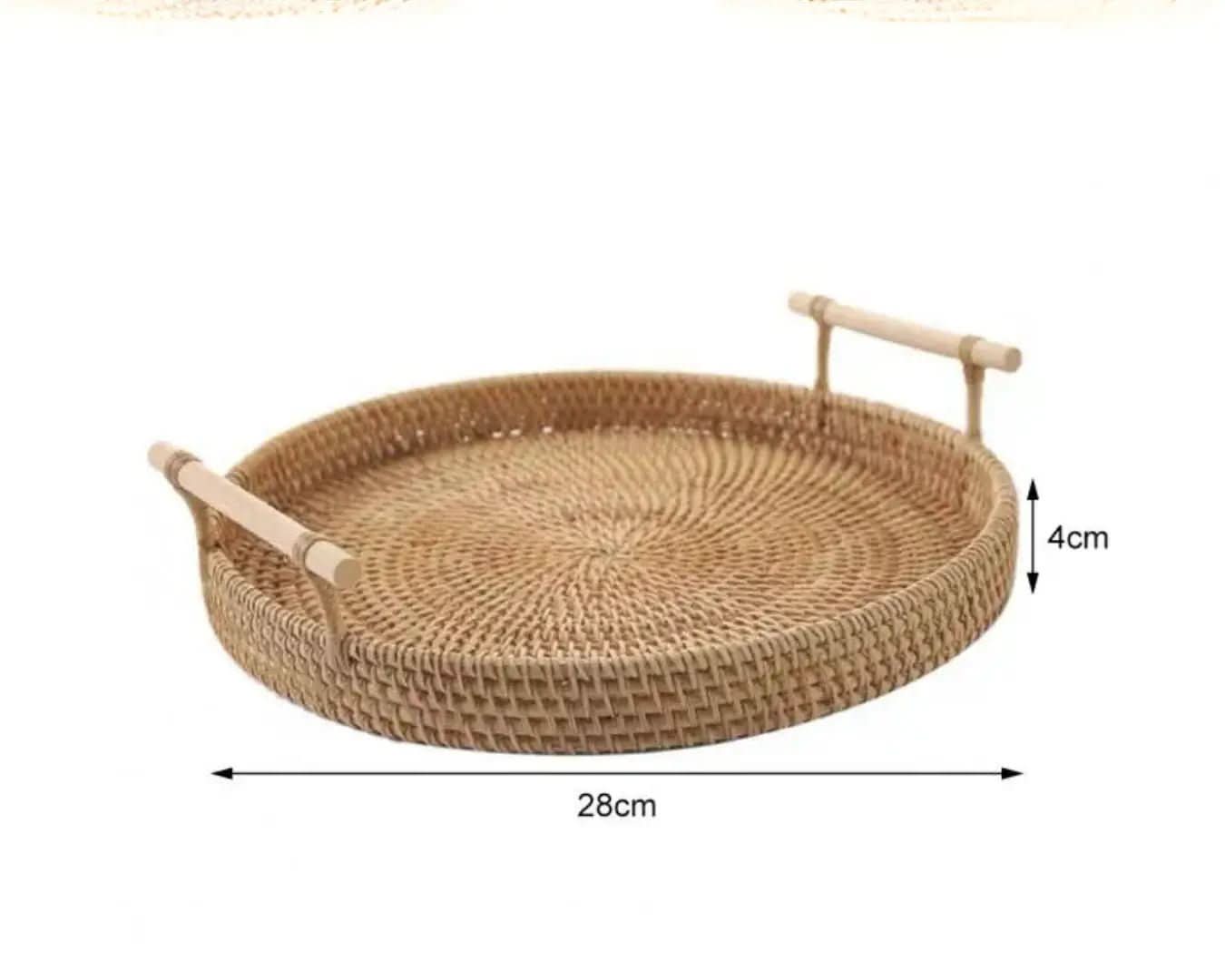 Rattan-Tablett Cantinho do Café Redonda | Morada Serena - Morada Serena