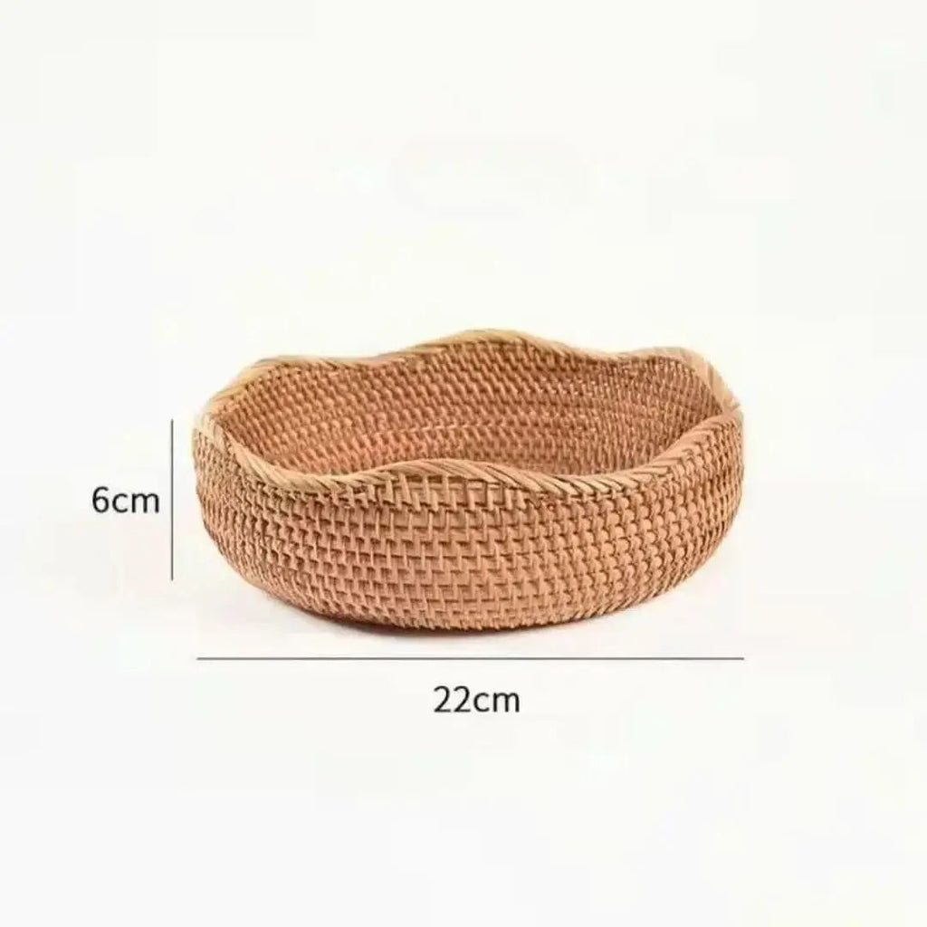 Dekoratives rundes Tablett aus Rattangeflecht | Morada Serena - Morada Serena