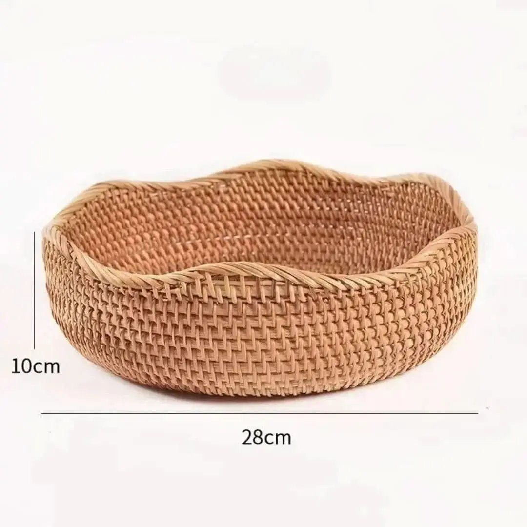 Dekoratives rundes Tablett aus Rattangeflecht | Morada Serena - Morada Serena