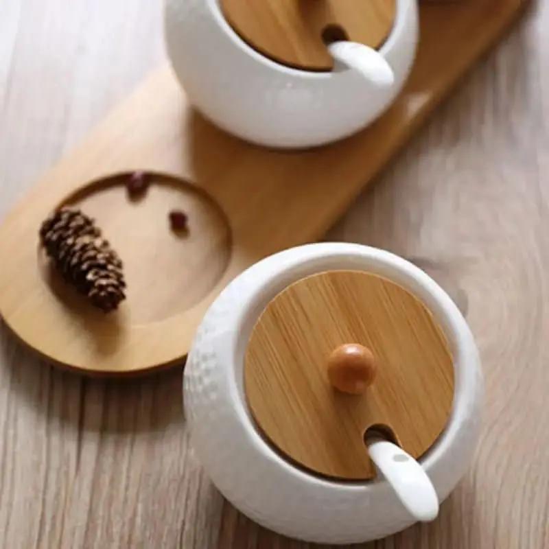 Keramik-Gewürzhalter und Bambus-Basis-Sets – Organisieren Sie Ihre Küche mit Stil – Morada Serena