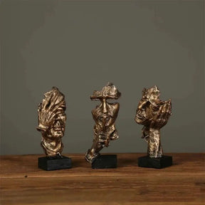 Estatuetas Decorativas Faces Abstratas 3 Peças – Arte Moderna para Sua Decoração - Morada Serena