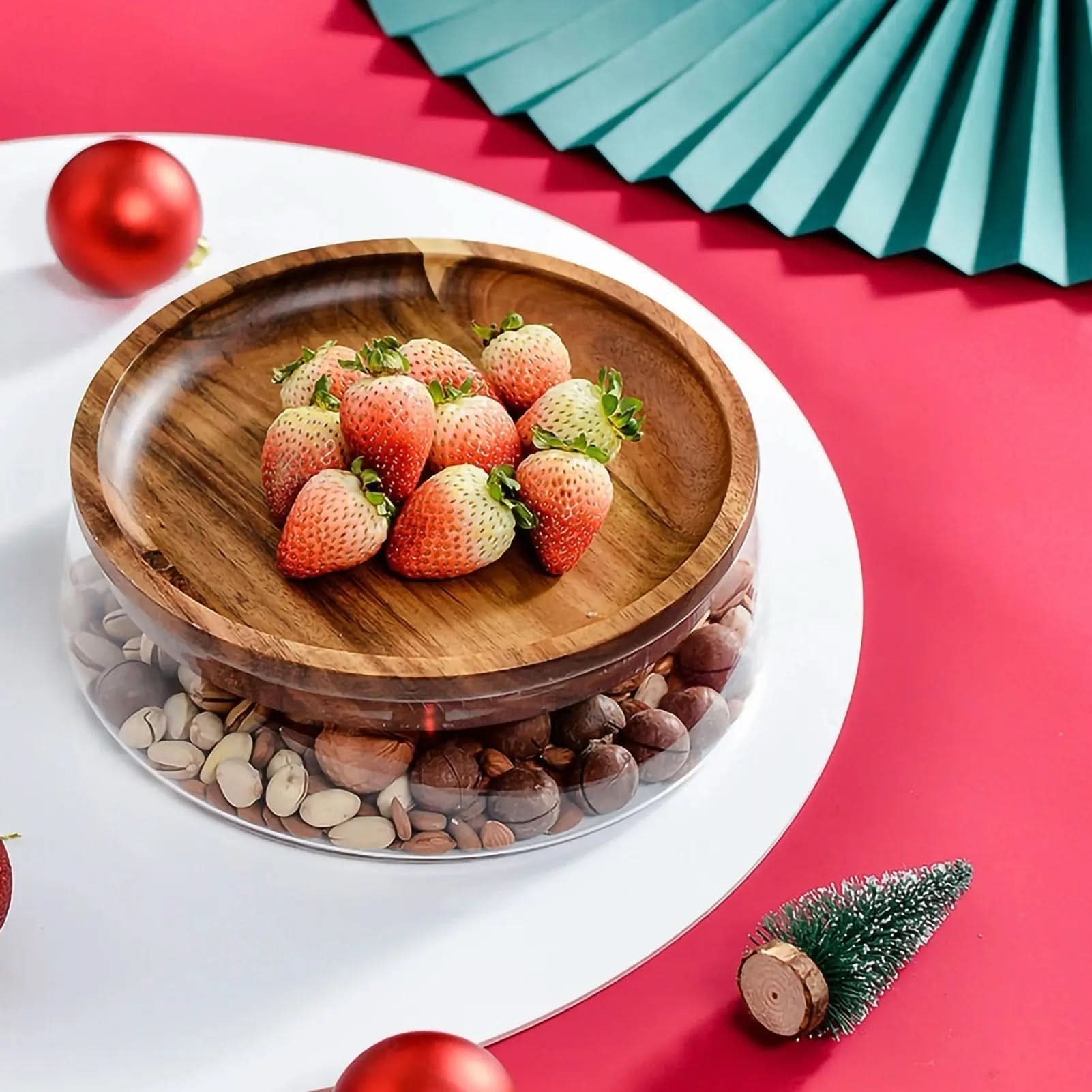 Tischobstschale mit multifunktionalem Holzdeckel: Eleganz und Funktionalität für Ihren Tisch – Morada Serena