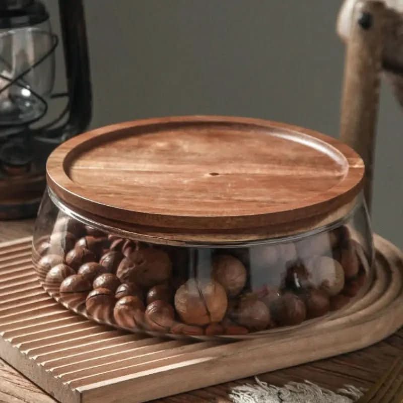 Tischobstschale mit multifunktionalem Holzdeckel: Eleganz und Funktionalität für Ihren Tisch – Morada Serena