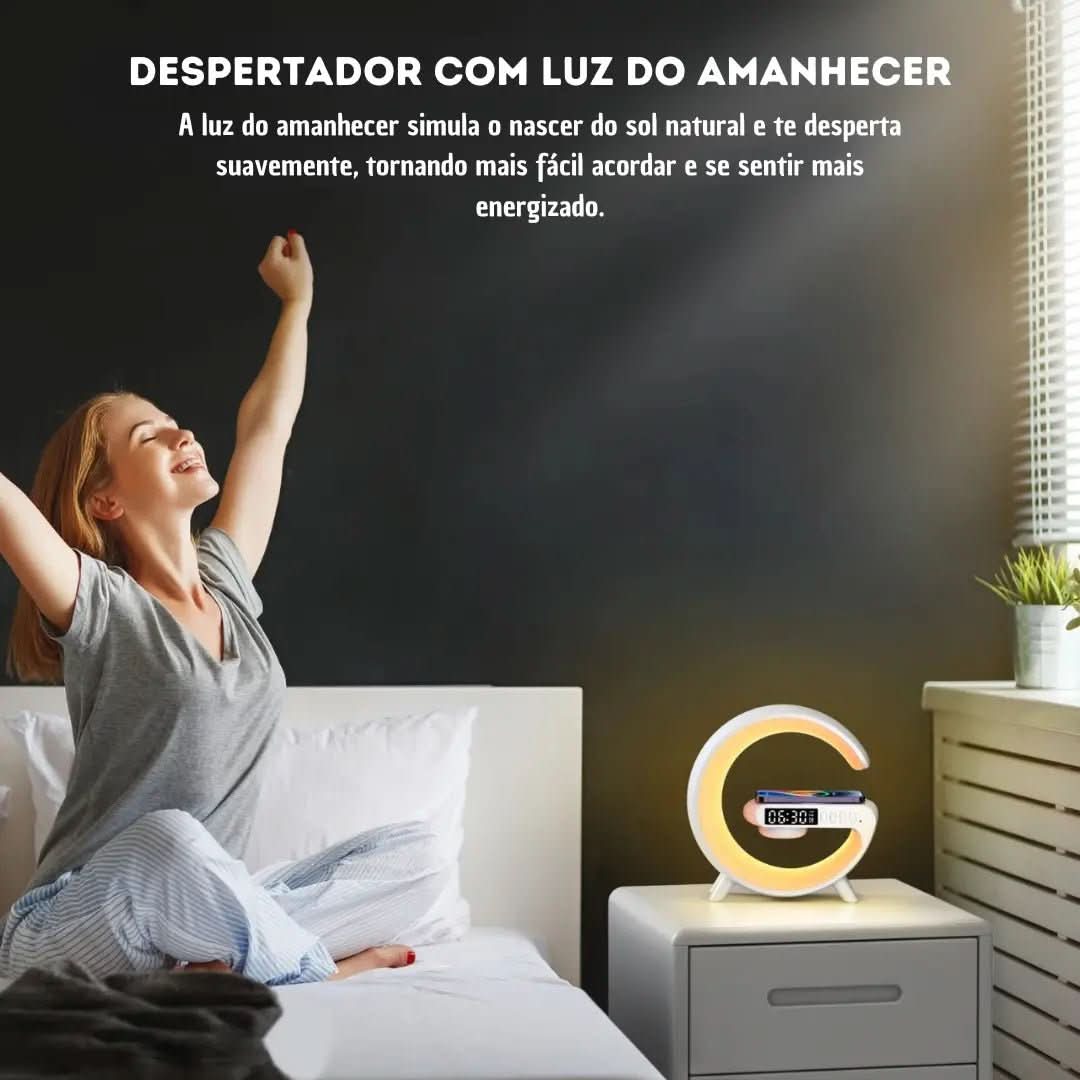 Luminária De Mesa Inteligente Smart G - Speaker Multifuncional - Morada Serena