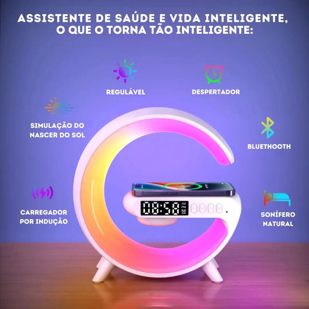 Luminária De Mesa Inteligente Smart G - Speaker Multifuncional - Morada Serena