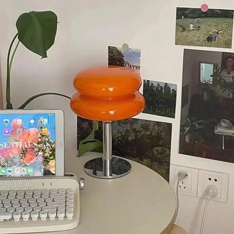 Pilzlampe aus Glas und Edelstahl – moderner und eleganter Tisch für Ihre Umgebung – Morada Serena