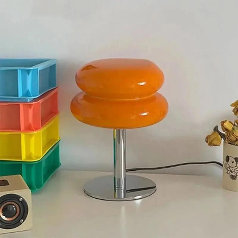 Pilzlampe aus Glas und Edelstahl – moderner und eleganter Tisch für Ihre Umgebung – Morada Serena