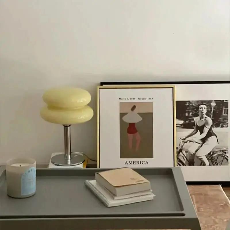 Pilzlampe aus Glas und Edelstahl – moderner und eleganter Tisch für Ihre Umgebung – Morada Serena