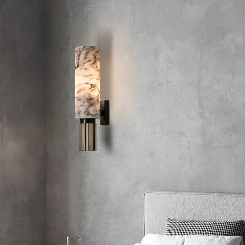 Luminária de Parede em Mármore Natural | Sofisticação e Iluminação de Qualidade para Seu Espaço - Morada Serena