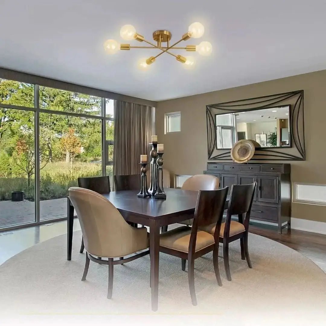 Moderner goldener Wohnzimmer-Kronleuchter mit 6 Lampen | Morada Serena - Morada Serena