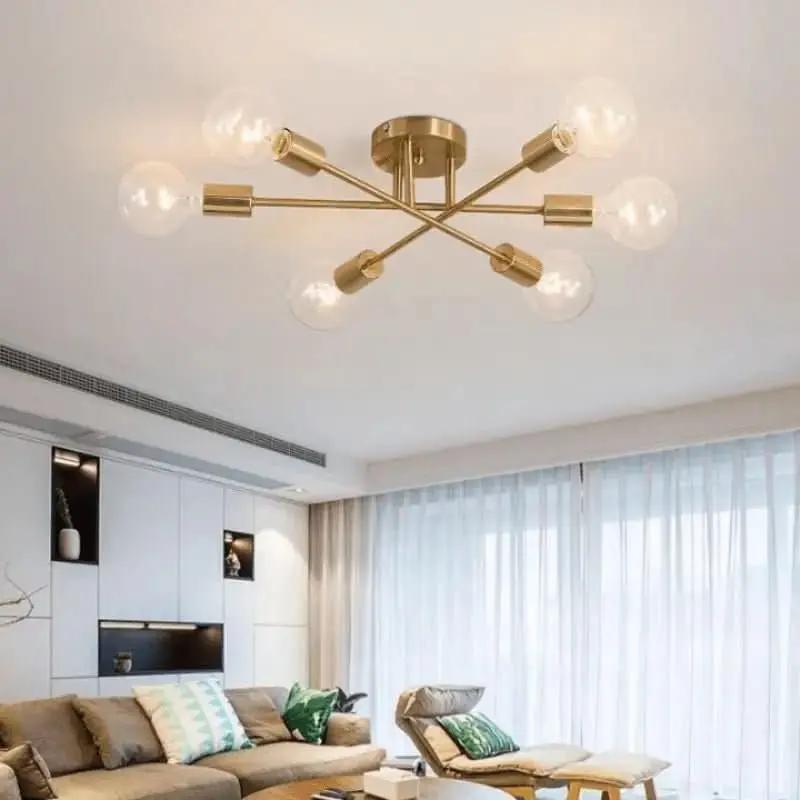 Moderner goldener Wohnzimmer-Kronleuchter mit 6 Lampen | Morada Serena - Morada Serena