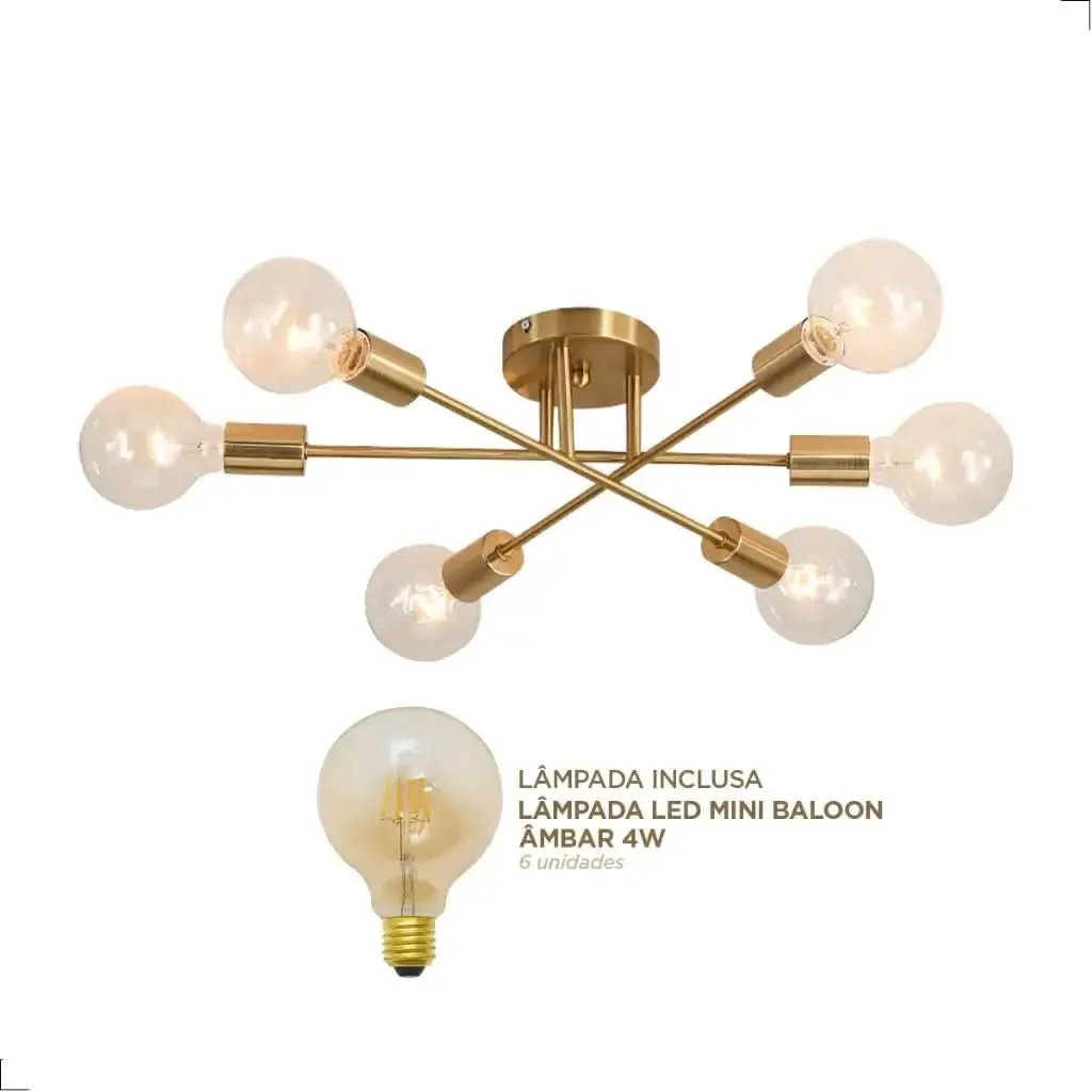 Moderner goldener Wohnzimmer-Kronleuchter mit 6 Lampen | Morada Serena - Morada Serena