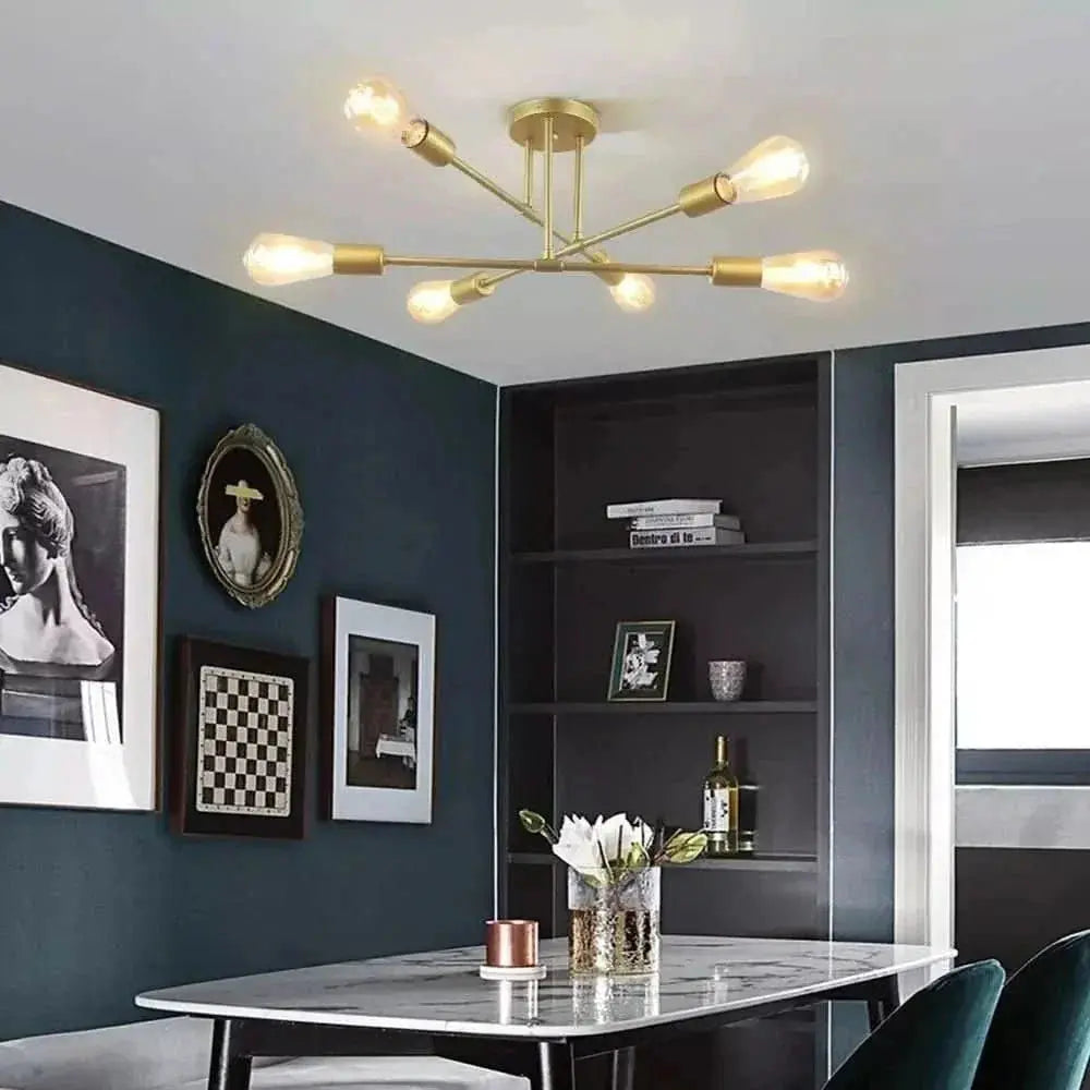 Moderner goldener Wohnzimmer-Kronleuchter mit 6 Lampen | Morada Serena - Morada Serena