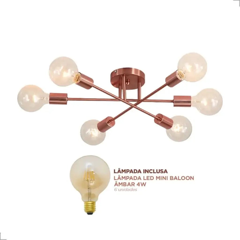 Moderner goldener Wohnzimmer-Kronleuchter mit 6 Lampen | Morada Serena - Morada Serena