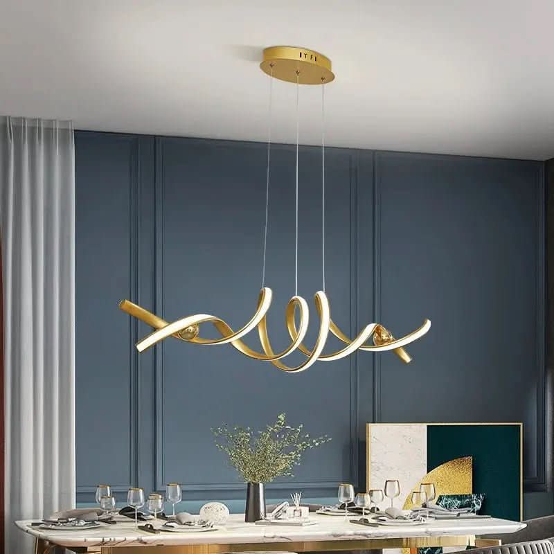Lustre Pendente de Linear Ondas Minimalista | Design Contemporâneo e Elegante - Morada Serena