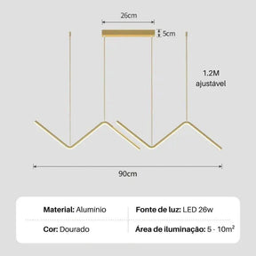 Lustre Pendente Moderno - Minimalista Premium - Morada Serena
