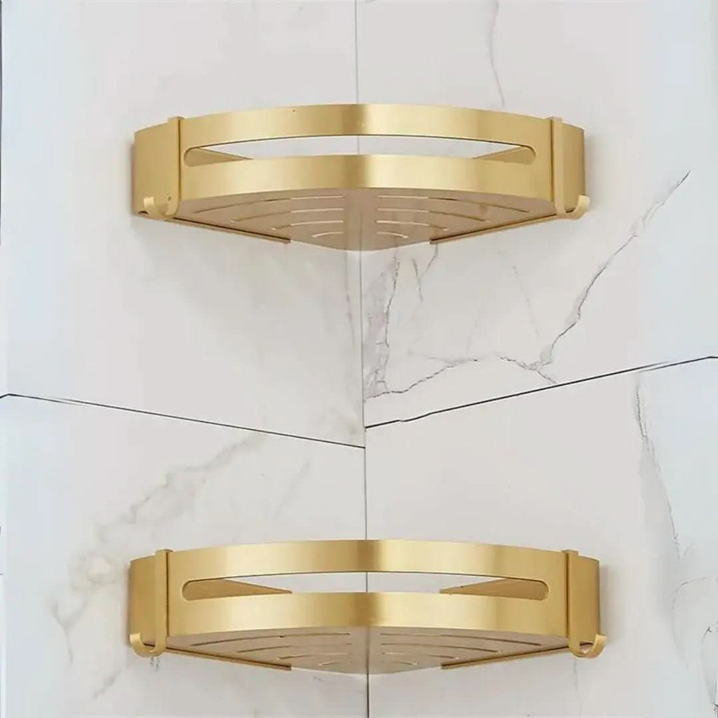 Goldenes Badezimmer-Eckregal – Organisation und Eleganz – Morada Serena