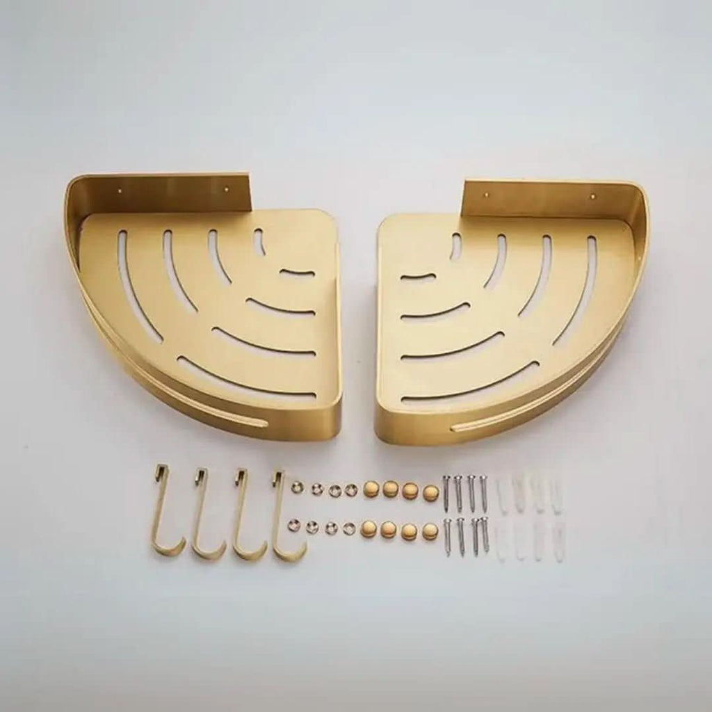 Goldenes Badezimmer-Eckregal – Organisation und Eleganz – Morada Serena