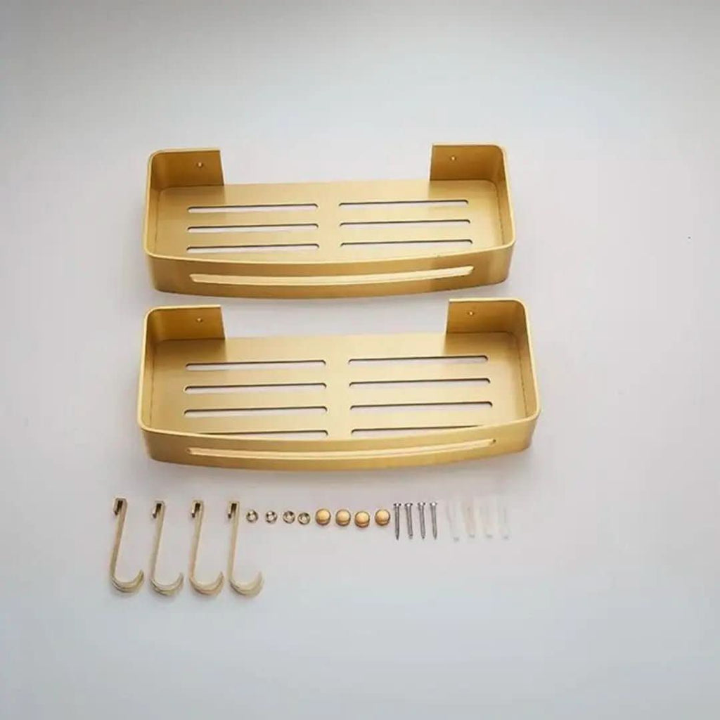 Goldenes Badezimmer-Eckregal – Organisation und Eleganz – Morada Serena