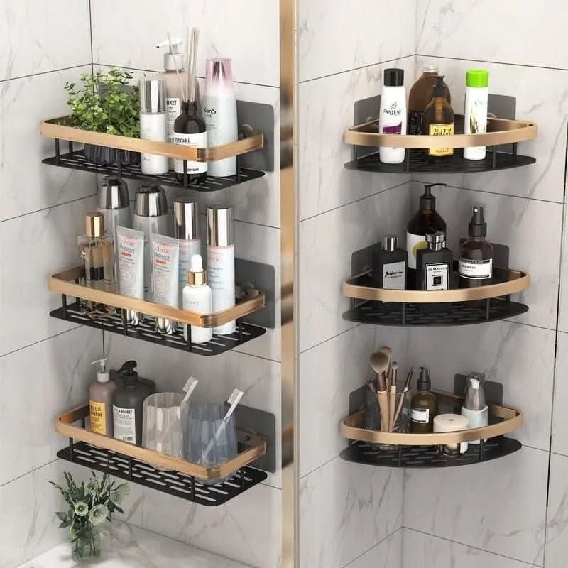 Badezimmer-Eckregale aus Aluminium, Shampoo-Halter – Organisation und Praktikabilität – Morada Serena