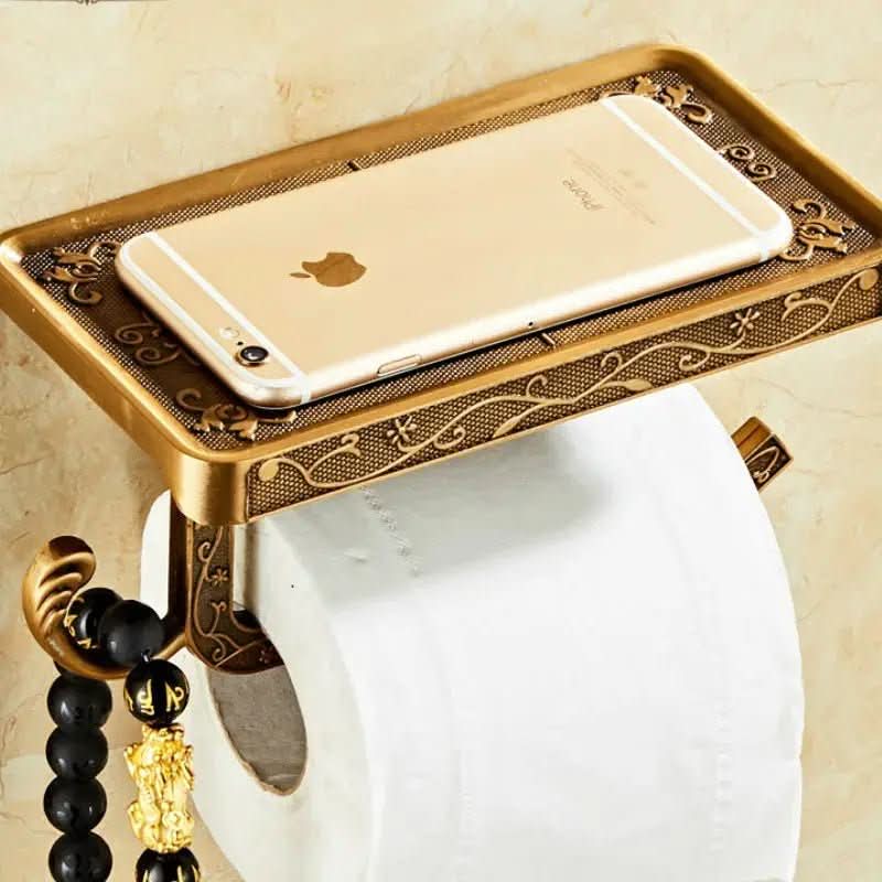 Suporte de Papel Higiênico Gold de Parede - Elegância e Praticidade para Seu Banheiro - Minha loja