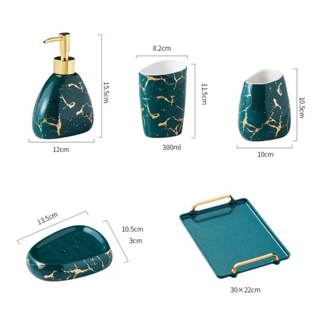 Acessórios Marmorizados Nórdicos para Banheiro - 03 Cores Elegantes para Sua Decoração - Minha loja