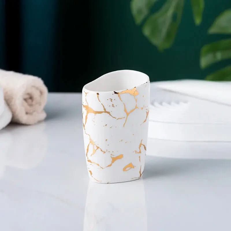 Acessórios Marmorizados Nórdicos para Banheiro - 03 Cores Elegantes para Sua Decoração - Minha loja