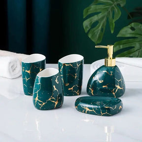 Acessórios Marmorizados Nórdicos para Banheiro - 03 Cores Elegantes para Sua Decoração - Minha loja