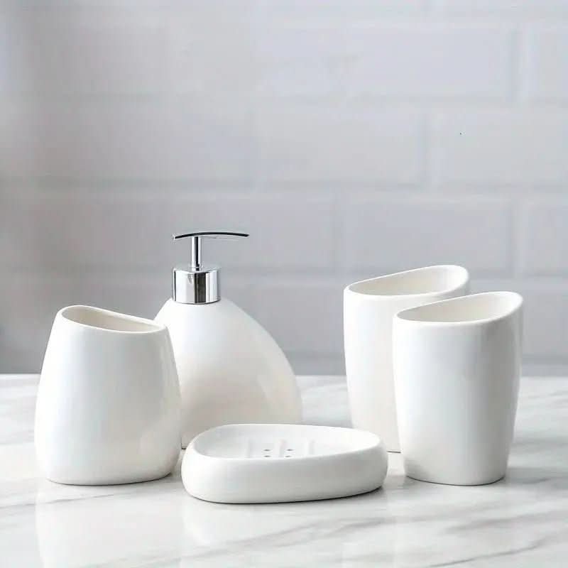 Kit de Acessórios Banheiro Sofisticado 5 Peças - Elegância e Funcionalidade para Seu Banheiro - Minha loja