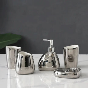 Kit de Acessórios Banheiro Sofisticado 5 Peças - Elegância e Funcionalidade para Seu Banheiro - Minha loja
