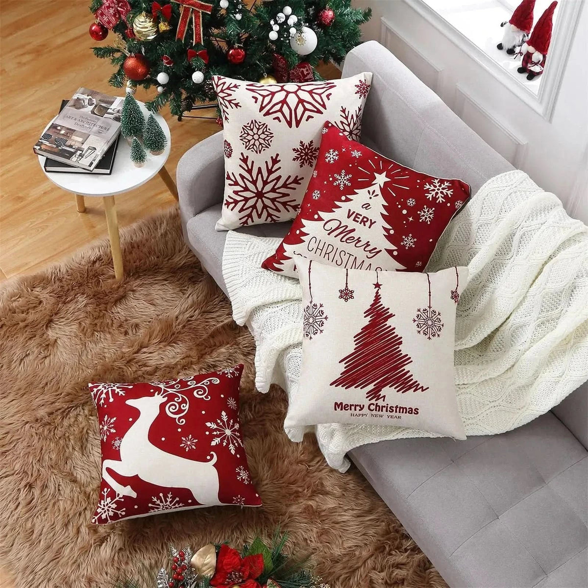 Decoração Natalina - Capas de Almofada Kit 4 Peças para Enfeitar Seu Lar - Minha loja