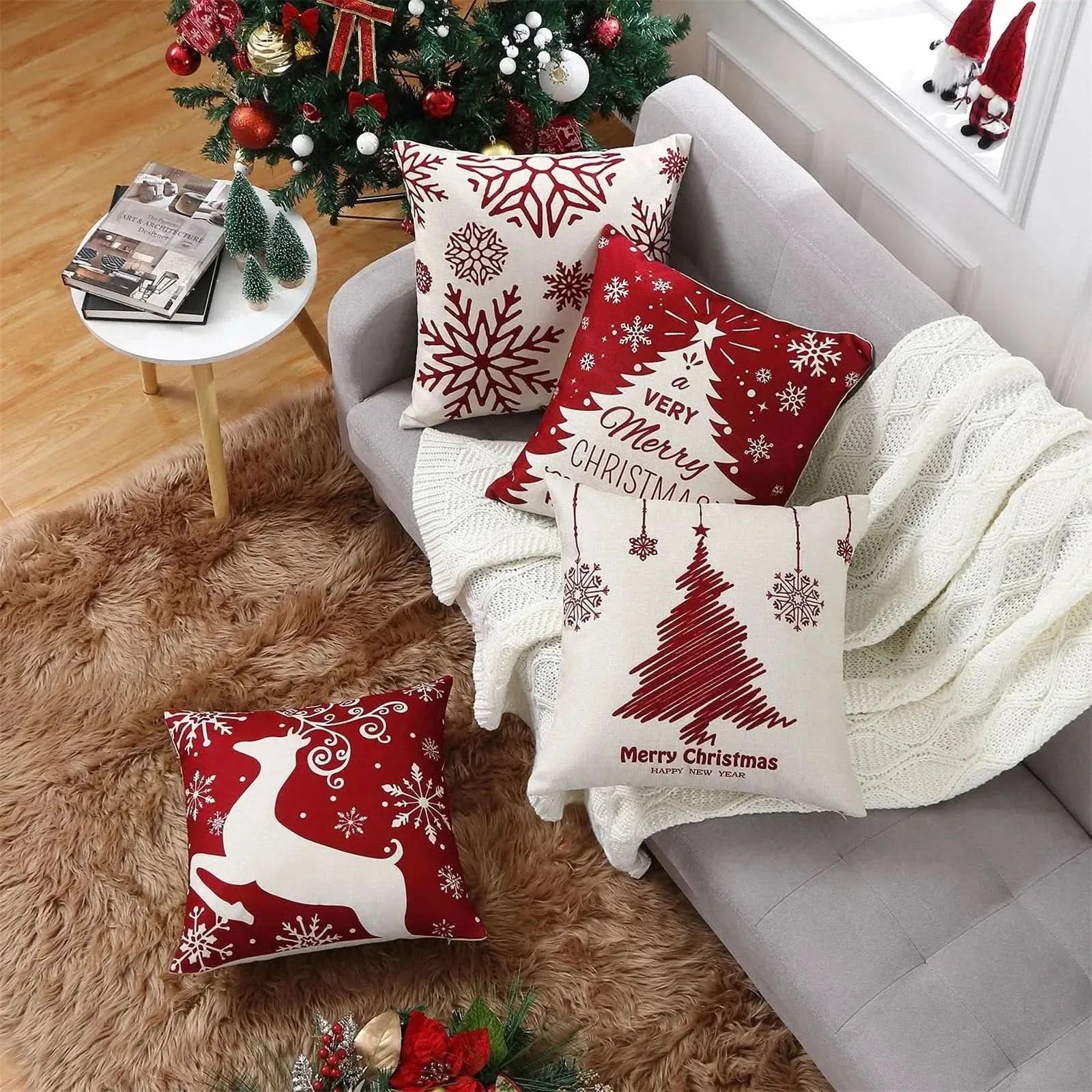 Decoração Natalina - Capas de Almofada Kit 4 Peças para Enfeitar Seu Lar - Minha loja