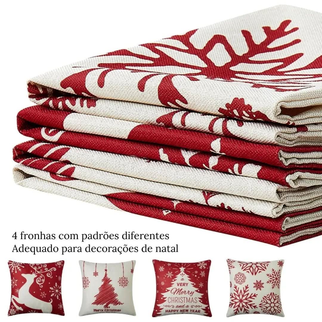 Decoração Natalina - Capas de Almofada Kit 4 Peças para Enfeitar Seu Lar - Minha loja