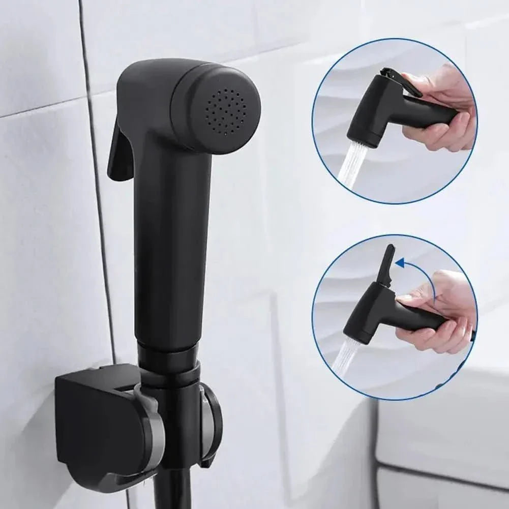 Ducha Higiênica Para Banheiro Preto Fosco com Suporte e Mangueira - Minha loja