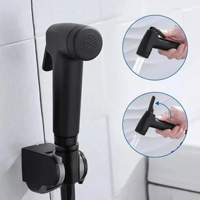 Ducha Higiênica Para Banheiro Preto Fosco com Suporte e Mangueira - Minha loja