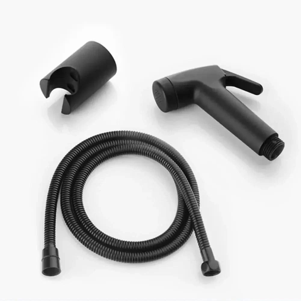 Ducha Higiênica Para Banheiro Preto Fosco com Suporte e Mangueira - Minha loja