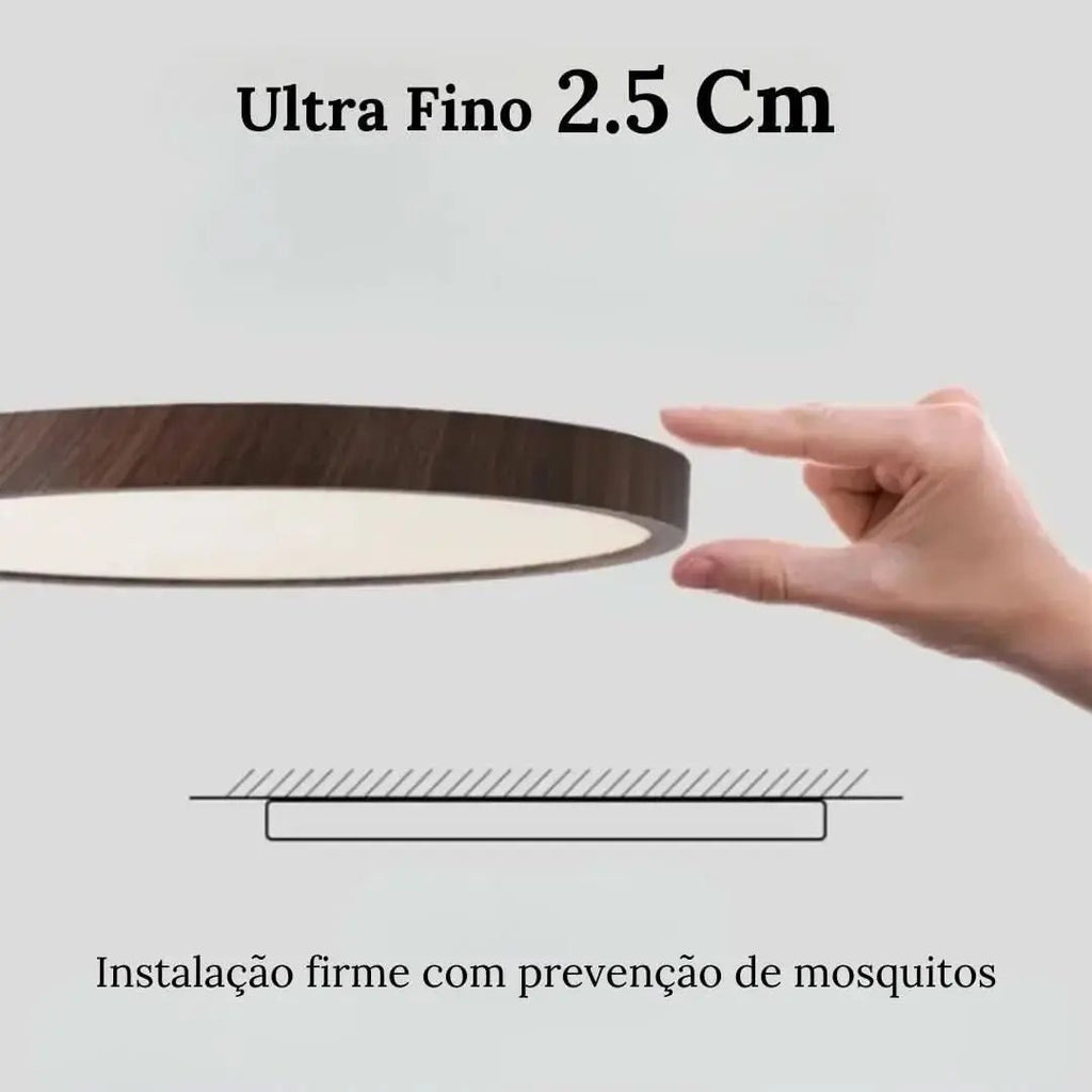 Plafon Led Sobrepor Redondo Wooden - Minha loja