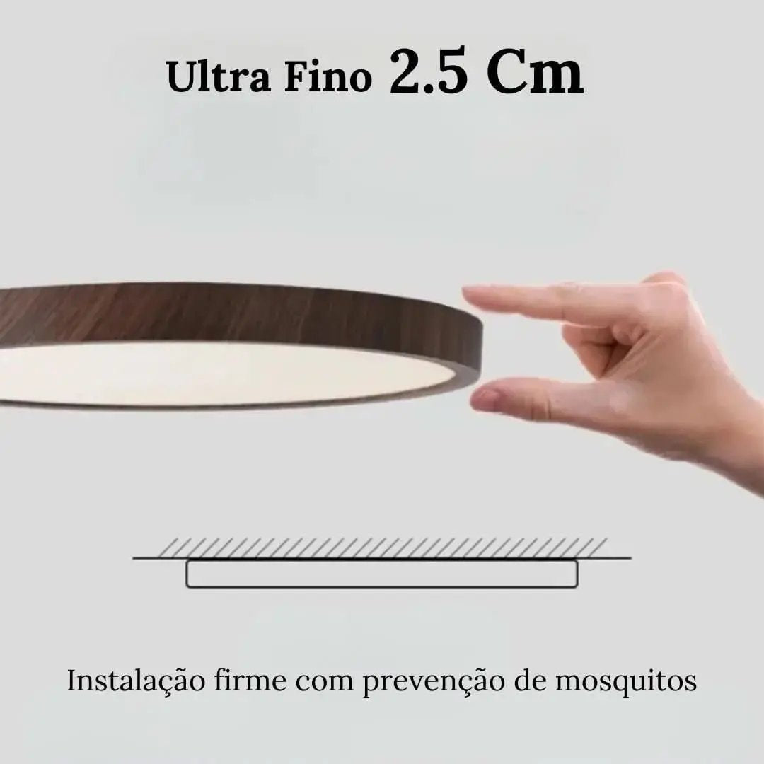 Plafon Led Sobrepor Redondo Wooden - Minha loja
