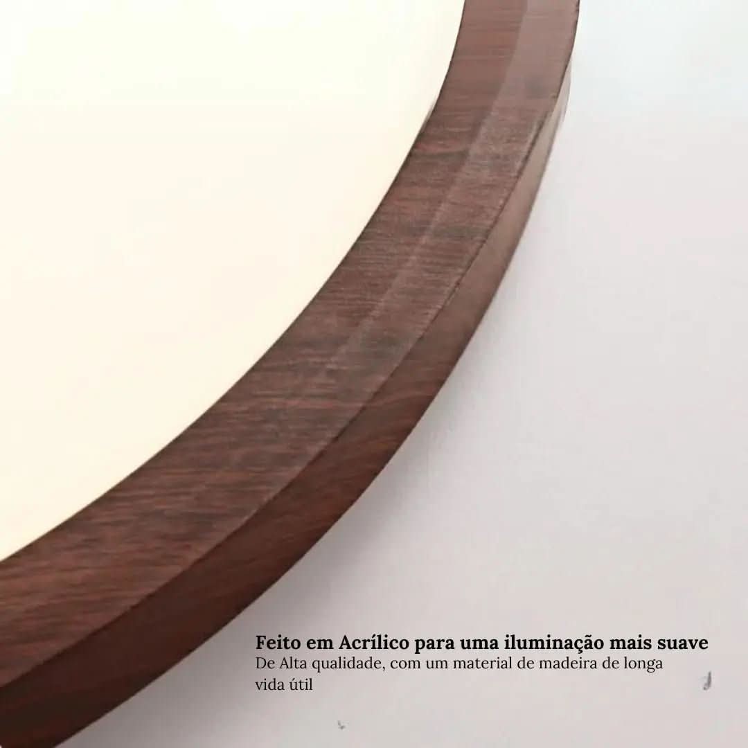 Plafon Led Sobrepor Redondo Wooden - Minha loja