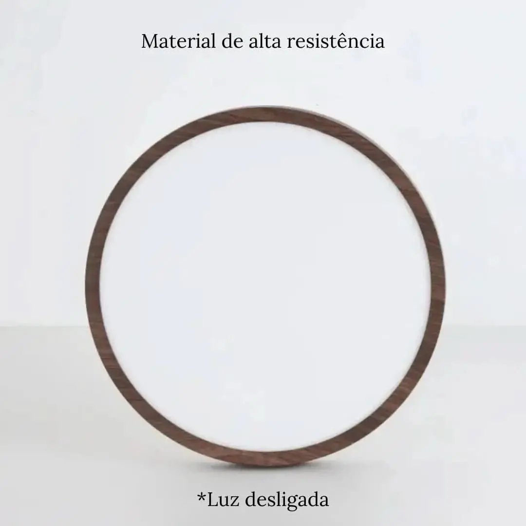 Plafon Led Sobrepor Redondo Wooden - Minha loja
