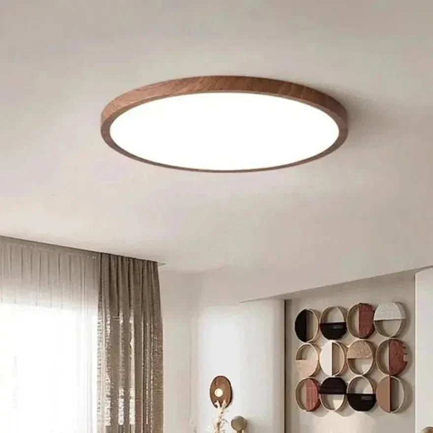 Plafon Led Sobrepor Redondo Wooden - Minha loja