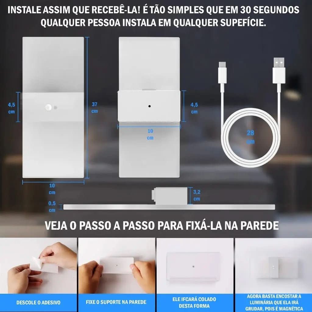 Arandela De Parede Transparente Com Sensor De Movimento – Segurança e Modernidade - Minha loja