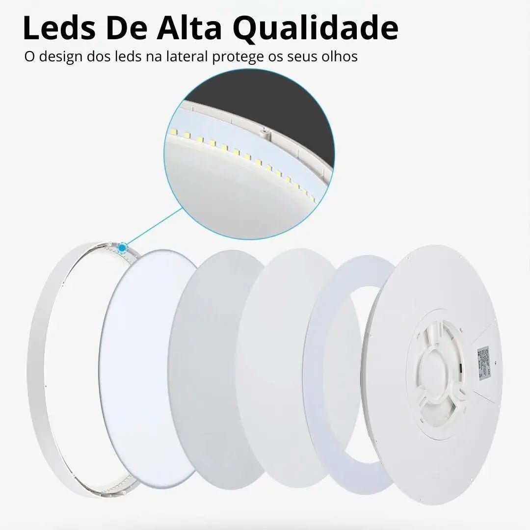 Plafon De Teto Led Sobrepor Estilo Amadeirado - Minha loja
