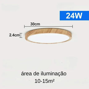 Plafon De Teto Led Sobrepor Estilo Amadeirado - Minha loja