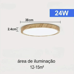 Plafon De Teto Led Sobrepor Estilo Amadeirado - Minha loja